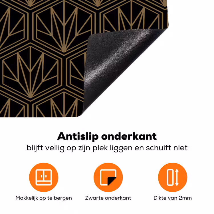 Goud - Zwart - Lijnen Inductie beschermer vinyl 3mm klein 276 -zzzzzzz-td-onderkant