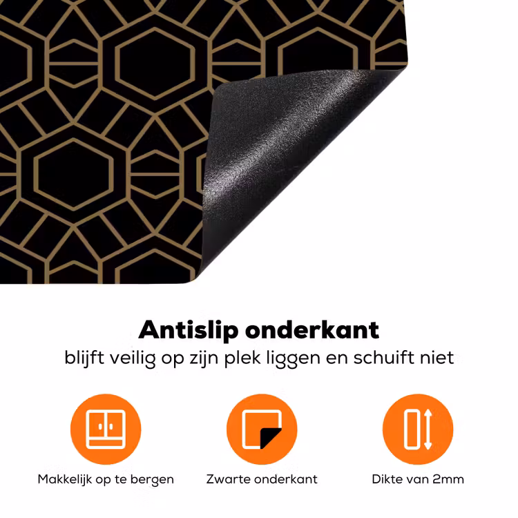 Goud - Zwart - Rozetstructuur Inductie beschermer vinyl 3mm klein 276 -zzzzzzz-td-onderkant