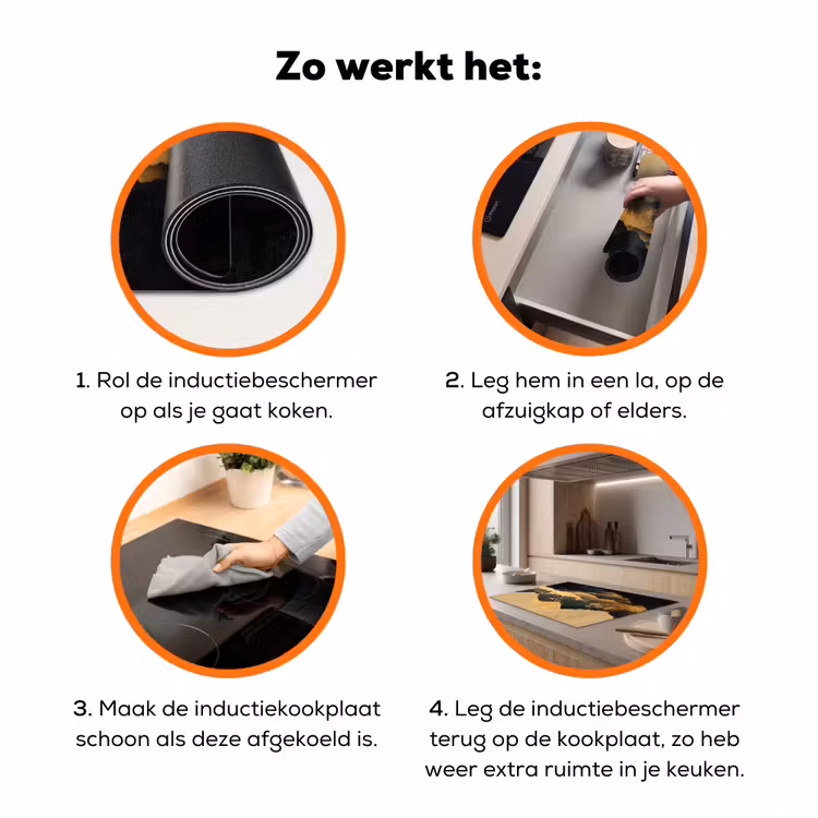 Gouden Bergen bij Maanlicht Inductie beschermer vinyl 3mm klein -zzzzzzz-td-werking