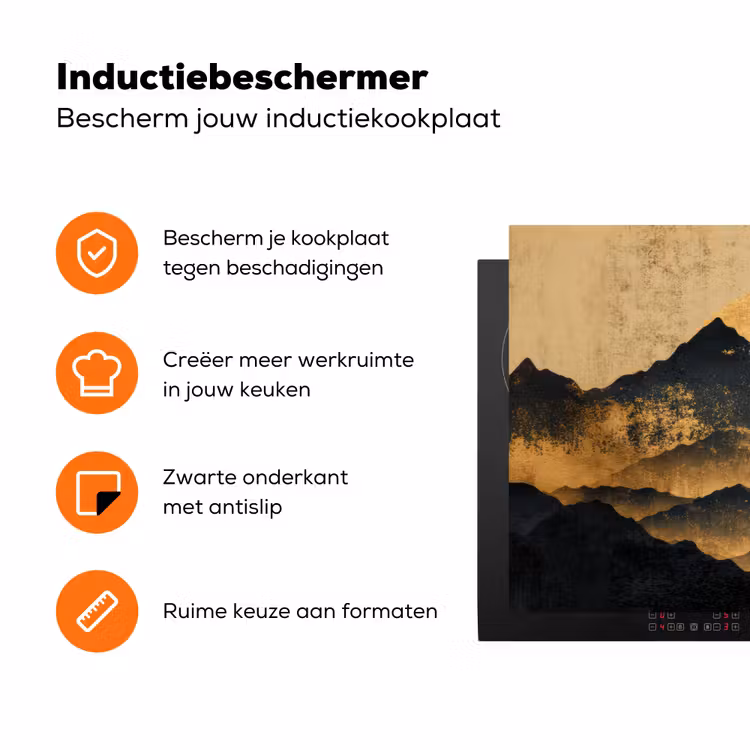 Gouden Bergen bij Maanlicht Inductie beschermer vinyl 3mm klein -zzzzzzz-td-ups
