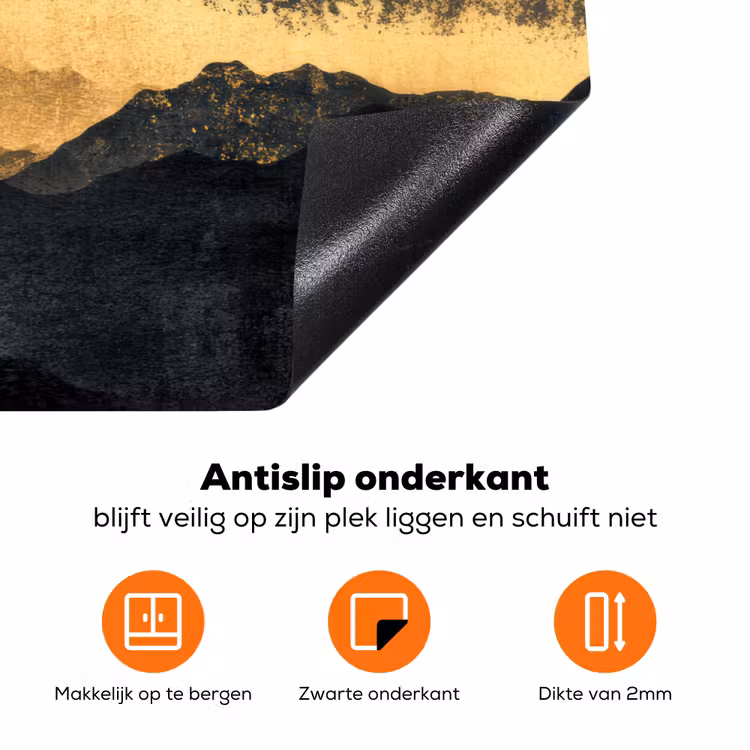 Gouden Bergen bij Maanlicht Inductie beschermer vinyl 3mm klein -zzzzzzz-td-onderkant