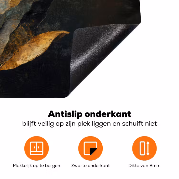 Gouden Bladcompositie – Botanische Luxe Inductie beschermer vinyl 3mm klein -zzzzzzz-td-onderkant