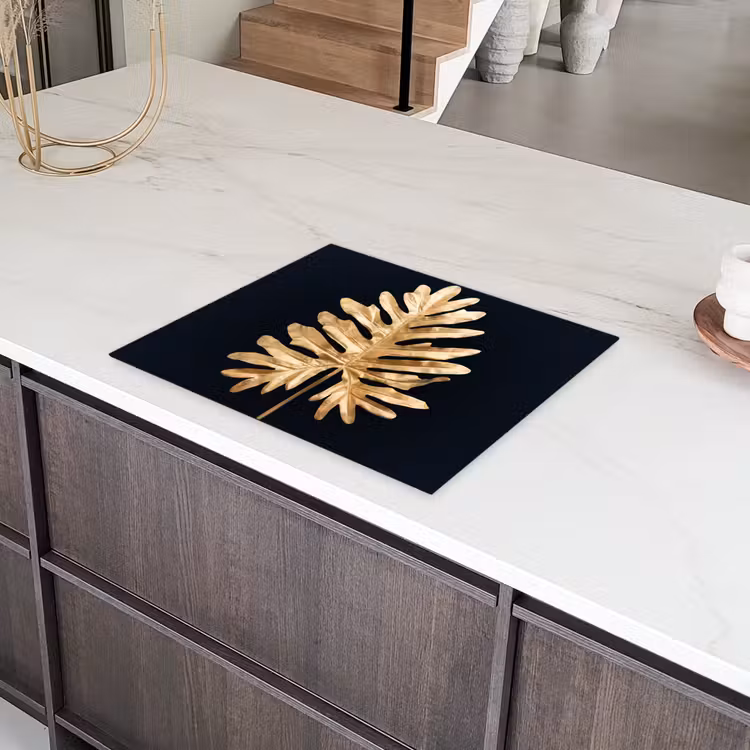 Gouden Monstera Majesteit Inductie beschermer vinyl 3mm groot -sfeer8
