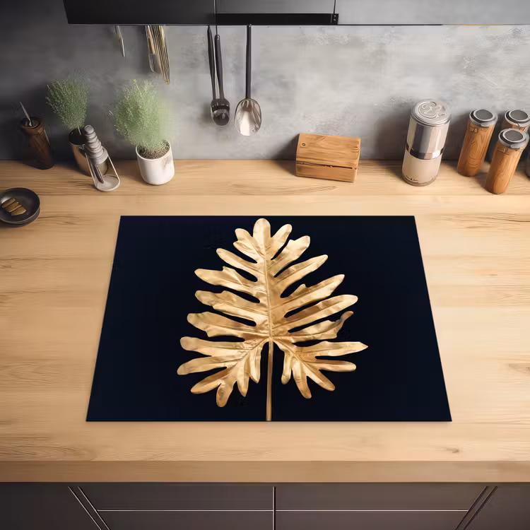 Gouden Monstera Majesteit Inductie beschermer vinyl 3mm groot -sfeer5