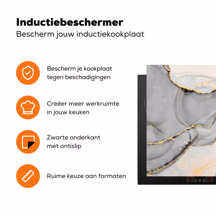 Gouden Rivieren op Marmeren Kusten Inductie beschermer vinyl 3mm klein -zzzzzzz-td-ups