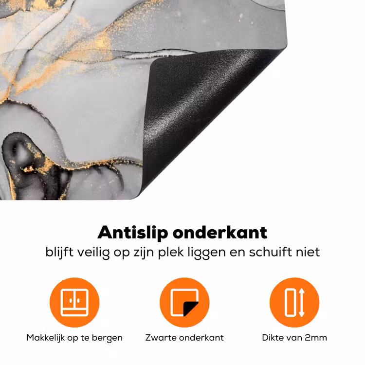 Gouden Rivieren op Marmeren Kusten Inductie beschermer vinyl 3mm klein -zzzzzzz-td-onderkant