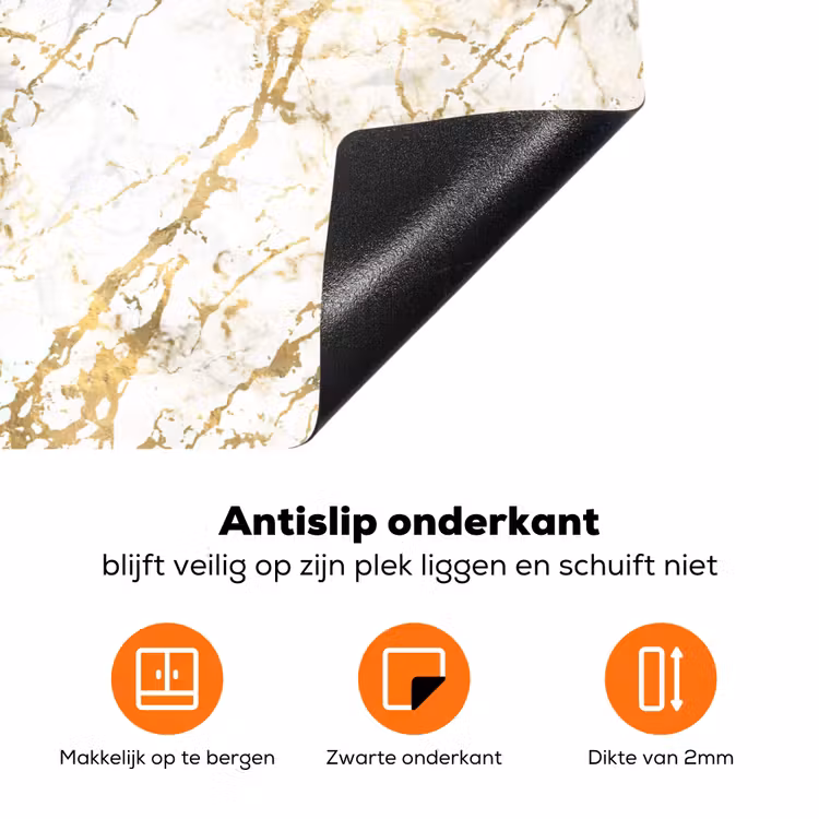 Goudspatten - Wit - Marmer Inductie beschermer vinyl 3mm klein 276 -zzzzzzz-td-onderkant