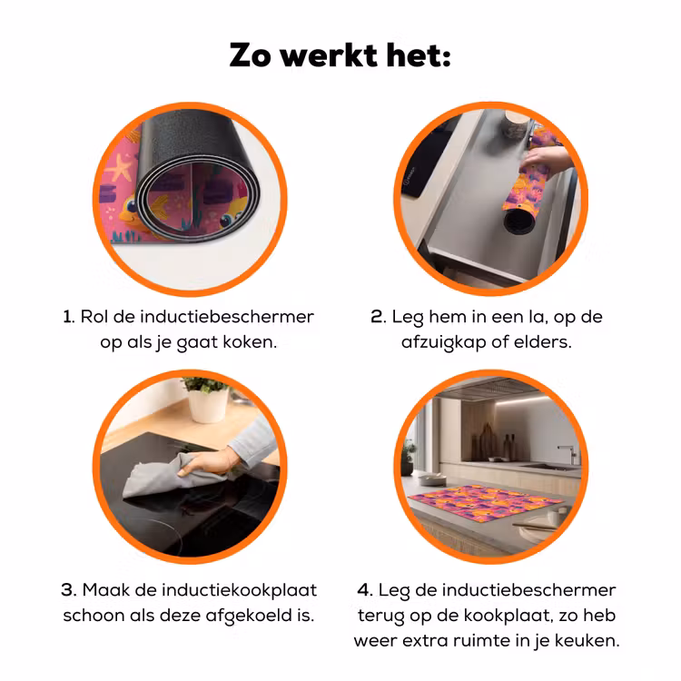 Goudvissen - Koraal - Kleurrijk Inductie beschermer vinyl 3mm klein 276 -zzzzzzz-td-werking