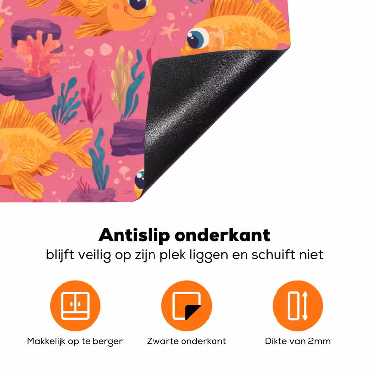 Goudvissen - Koraal - Kleurrijk Inductie beschermer vinyl 3mm klein 276 -zzzzzzz-td-onderkant