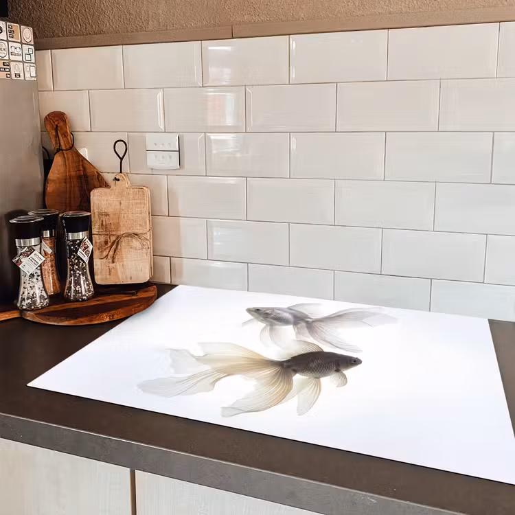 Goudvissen - Modern - Wit Inductie beschermer vinyl 3mm klein -sfeer3
