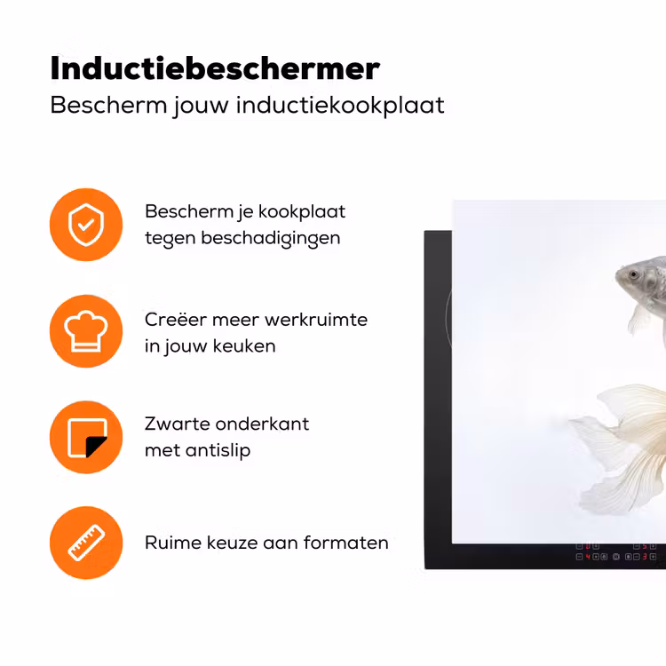 Goudvissen - Modern - Wit Inductie beschermer vinyl 3mm klein -zzzzzzz-td-ups