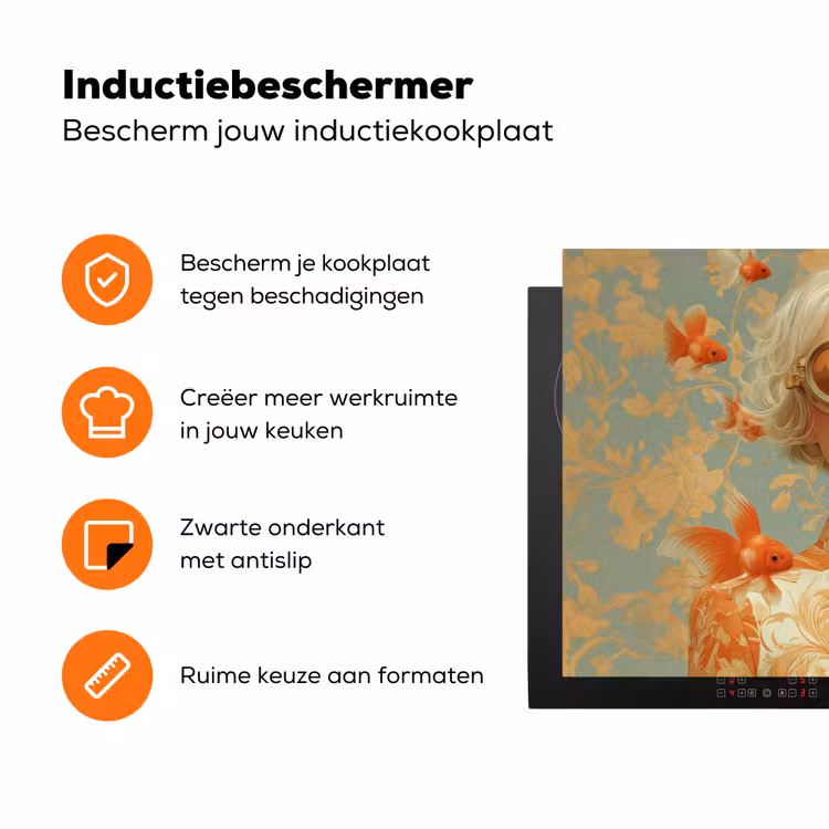 Goudvissen - Oranje - Vrouw - Blond Inductie beschermer vinyl 3mm klein -zzzzzzz-td-ups