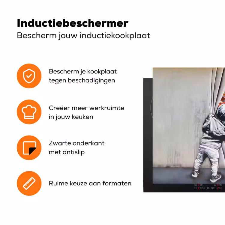 Graffiti - Illusie - Jongen - Street art Inductie beschermer vinyl 3mm klein -zzzzzzz-td-ups