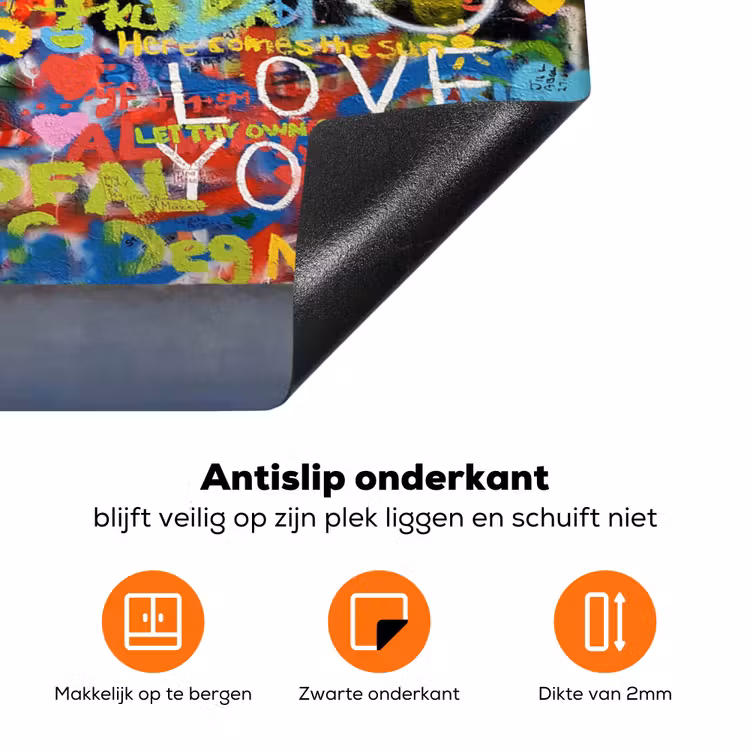 Graffiti - Illusie - Jongen - Street art Inductie beschermer vinyl 3mm klein -zzzzzzz-td-onderkant