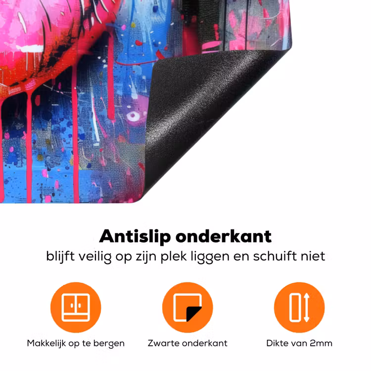 Graffiti - Lippen - Felroze - Geschilderd Inductie beschermer vinyl 3mm klein -zzzzzzz-td-onderkant