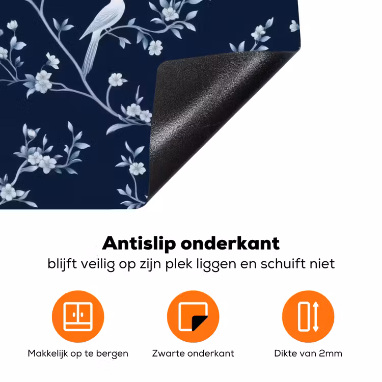 Grafisch - Bloesemtak - Blauw Inductie beschermer vinyl 3mm klein 276 -zzzzzzz-td-onderkant