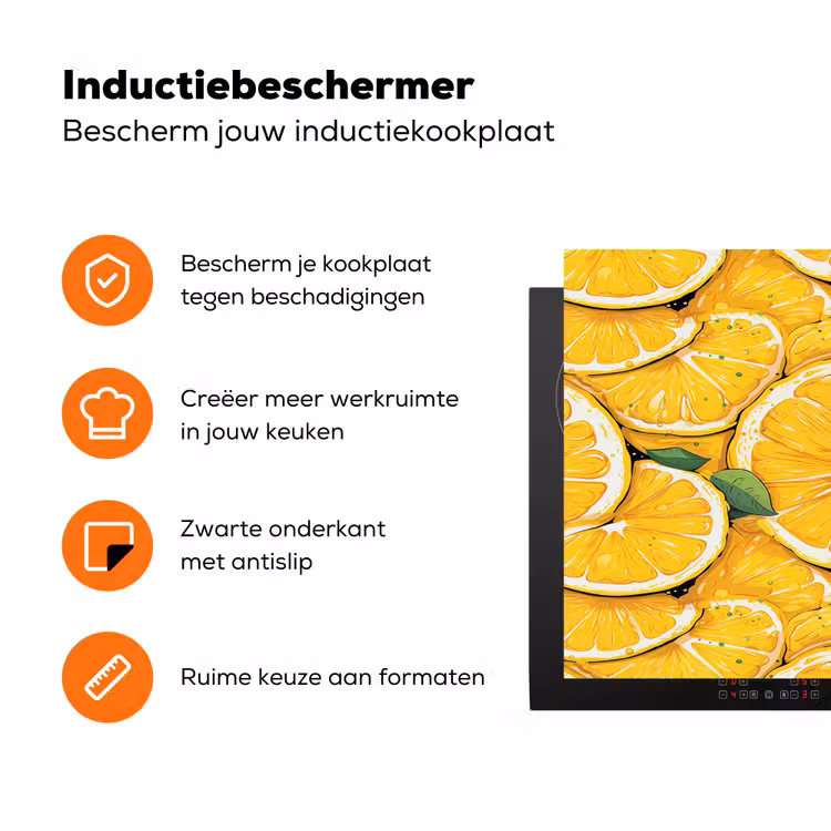 Grafisch - Citroenschijven - Blaadjes Inductie beschermer vinyl 3mm klein 276 -zzzzzzz-td-ups