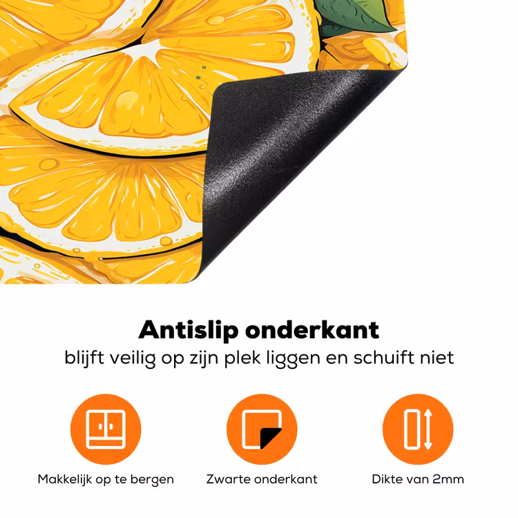 Grafisch - Citroenschijven - Blaadjes Inductie beschermer vinyl 3mm klein 276 -zzzzzzz-td-onderkant