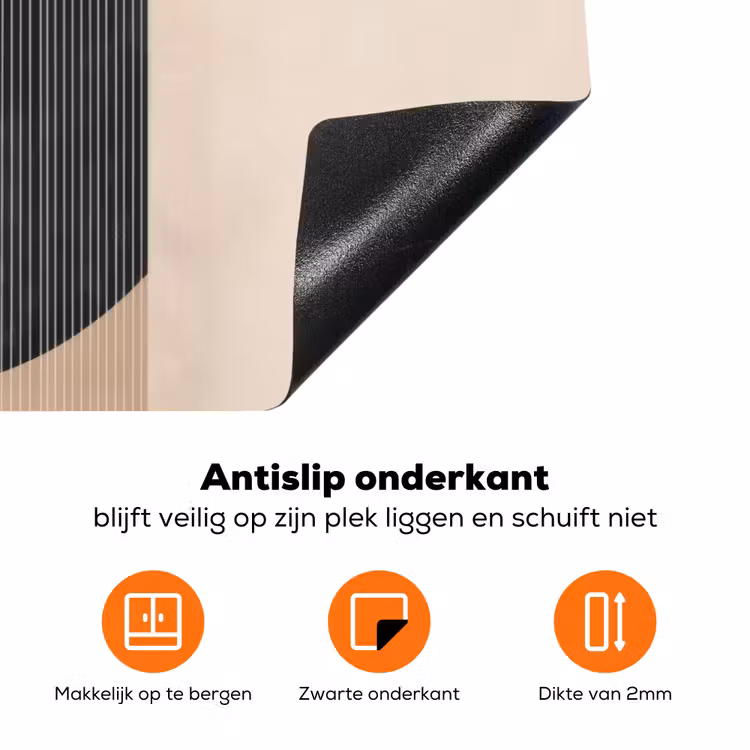 Grafisch gebogen motief - Beige Inductie beschermer vinyl 3mm klein -zzzzzzz-td-onderkant