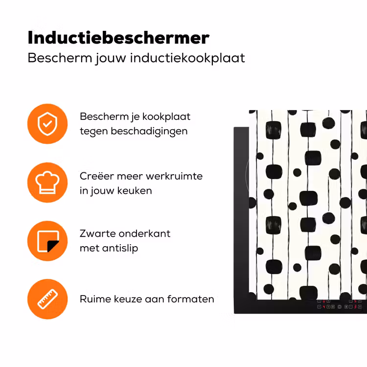 Grafisch - Modern - Zwart Inductie beschermer vinyl 3mm klein 276 -zzzzzzz-td-ups