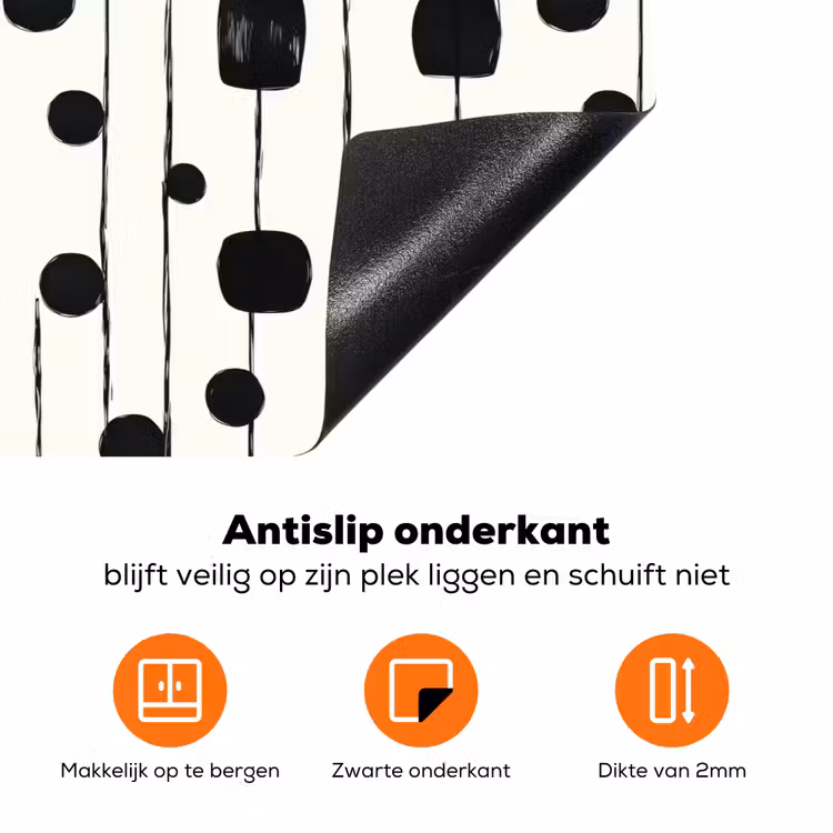 Grafisch - Modern - Zwart Inductie beschermer vinyl 3mm klein 276 -zzzzzzz-td-onderkant