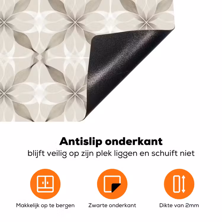 Grafisch - Patroon - Grijs Inductie beschermer vinyl 3mm klein 276 -zzzzzzz-td-onderkant