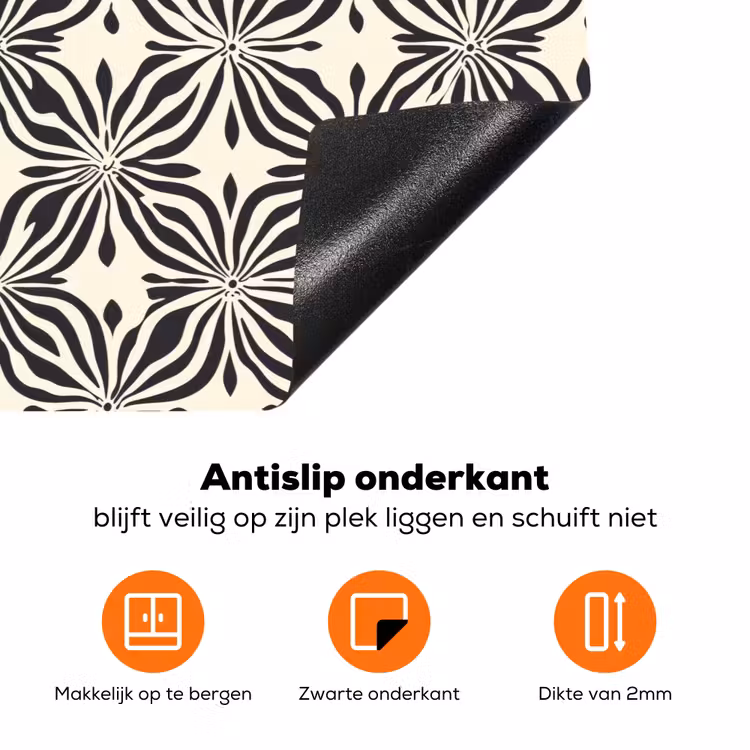 Grafisch - Patroon - Zwart Inductie beschermer vinyl 3mm klein 276 -zzzzzzz-td-onderkant