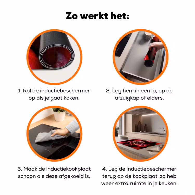 Granaatappel - Rood - Fruit Inductie beschermer vinyl 3mm klein -zzzzzzz-td-werking