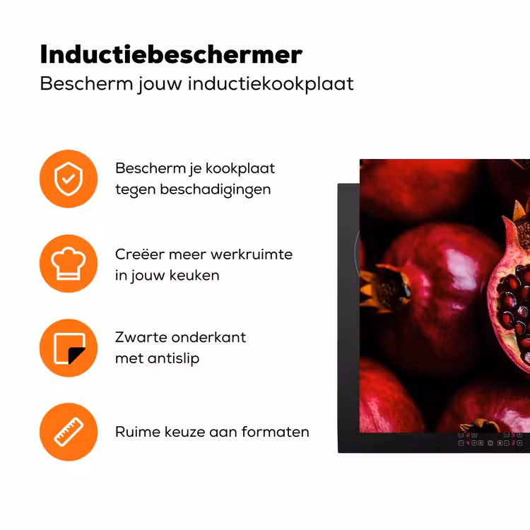 Granaatappel - Rood - Fruit Inductie beschermer vinyl 3mm klein -zzzzzzz-td-ups