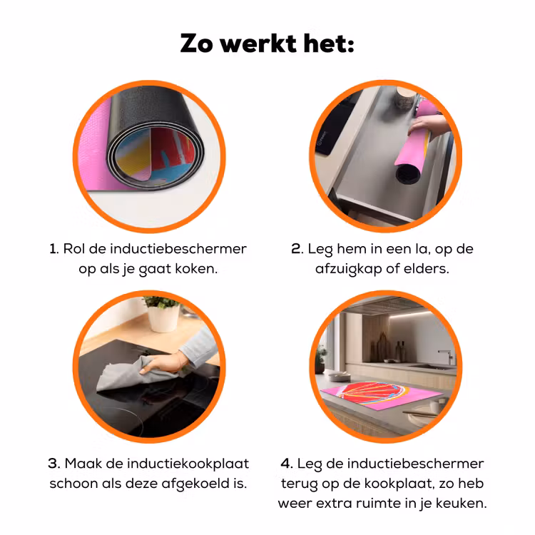 Grapefruit - Geschilderd - Roze - Strepen Inductie beschermer vinyl 3mm klein -zzzzzzz-td-werking
