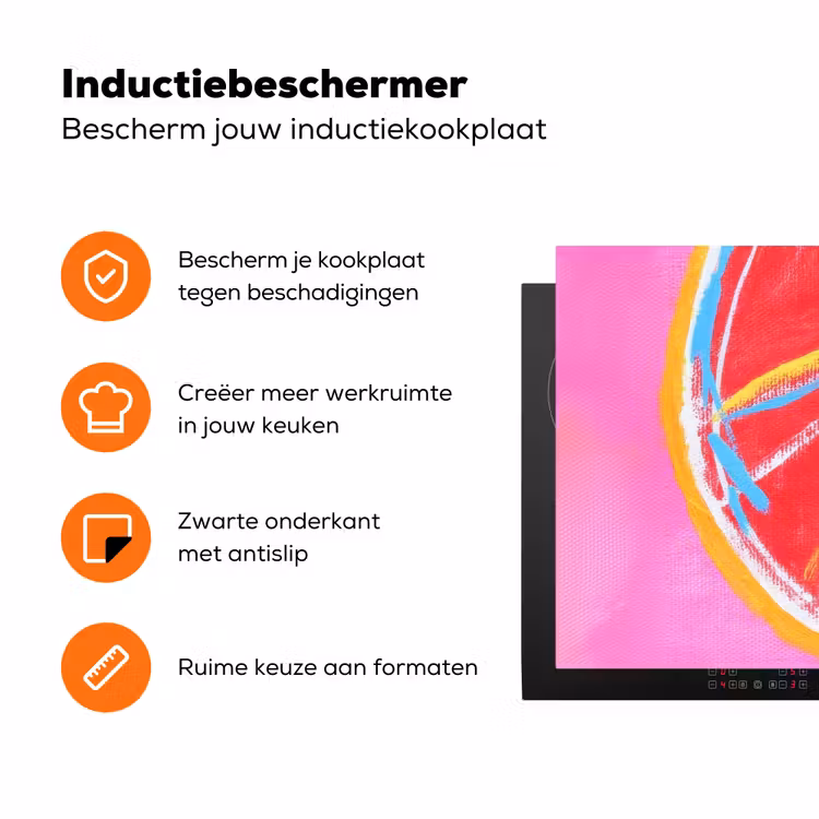 Grapefruit - Geschilderd - Roze - Strepen Inductie beschermer vinyl 3mm klein -zzzzzzz-td-ups