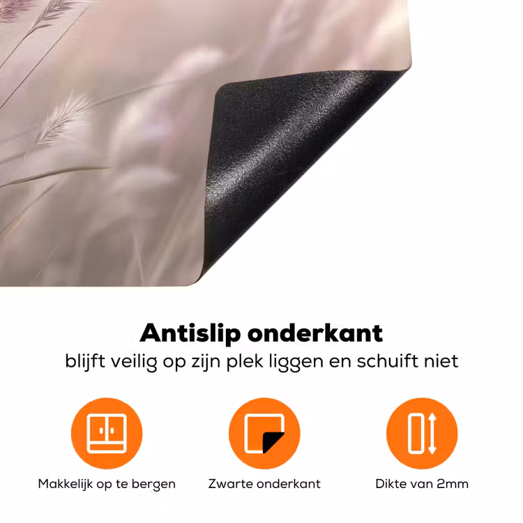Graspluimen - Wind - Beige - Mistig Inductie beschermer vinyl 3mm klein -zzzzzzz-td-onderkant