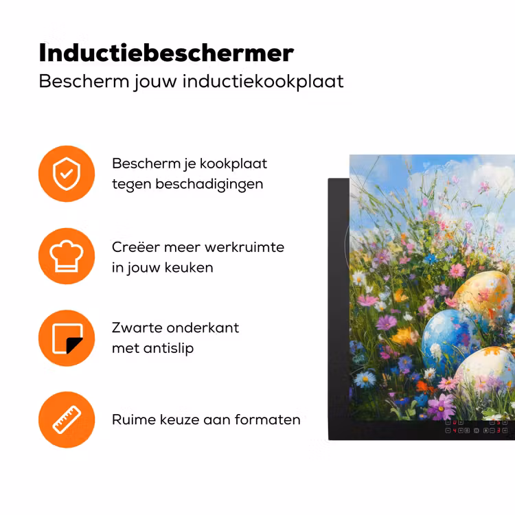 Grasveld - Eieren - Bloemen Inductie beschermer vinyl 3mm klein -zzzzzzz-td-ups