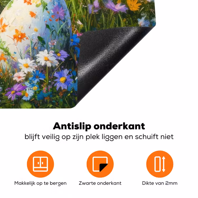 Grasveld - Eieren - Bloemen Inductie beschermer vinyl 3mm klein -zzzzzzz-td-onderkant