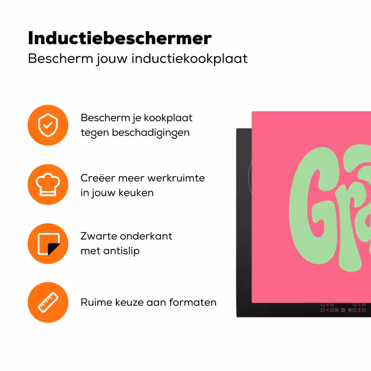 Grateful - Groen - Grafisch - Vloeiend Inductie beschermer vinyl 3mm klein -zzzzzzz-td-ups