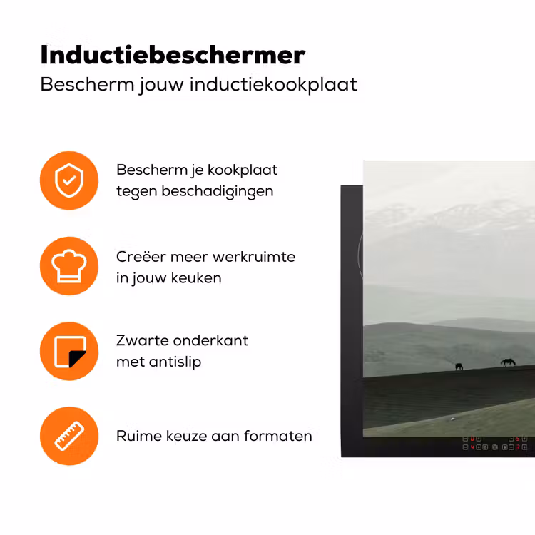 Grijs - Berg - Paarden Inductie beschermer vinyl 3mm klein -zzzzzzz-td-ups