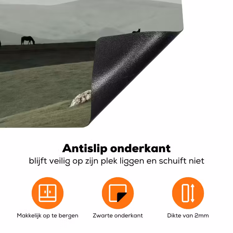 Grijs - Berg - Paarden Inductie beschermer vinyl 3mm klein -zzzzzzz-td-onderkant