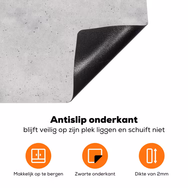 Grijs - Beton - Neutraal Inductie beschermer vinyl 3mm klein 276 -zzzzzzz-td-onderkant