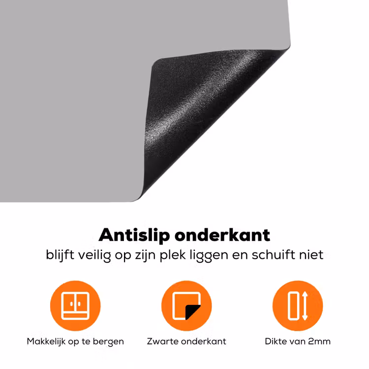 Grijs - Effen print Inductie beschermer vinyl 3mm klein 276 -zzzzzzz-td-onderkant