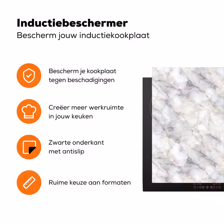 Grijs - Marmer - Gedetailleerd Inductie beschermer vinyl 3mm klein 276 -zzzzzzz-td-ups