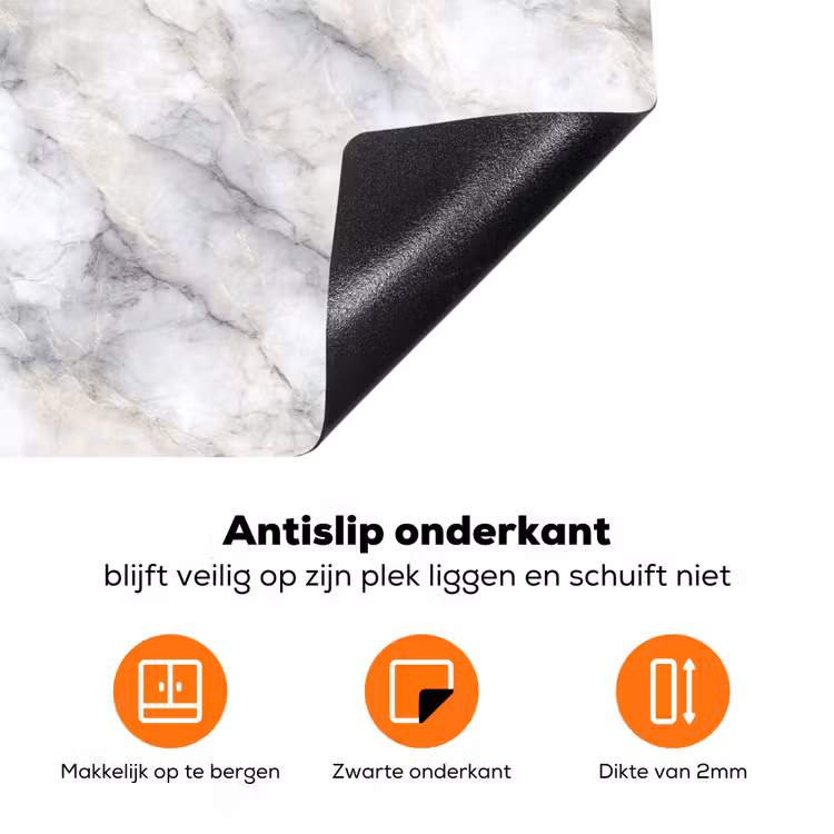 Grijs - Marmer - Gedetailleerd Inductie beschermer vinyl 3mm klein 276 -zzzzzzz-td-onderkant