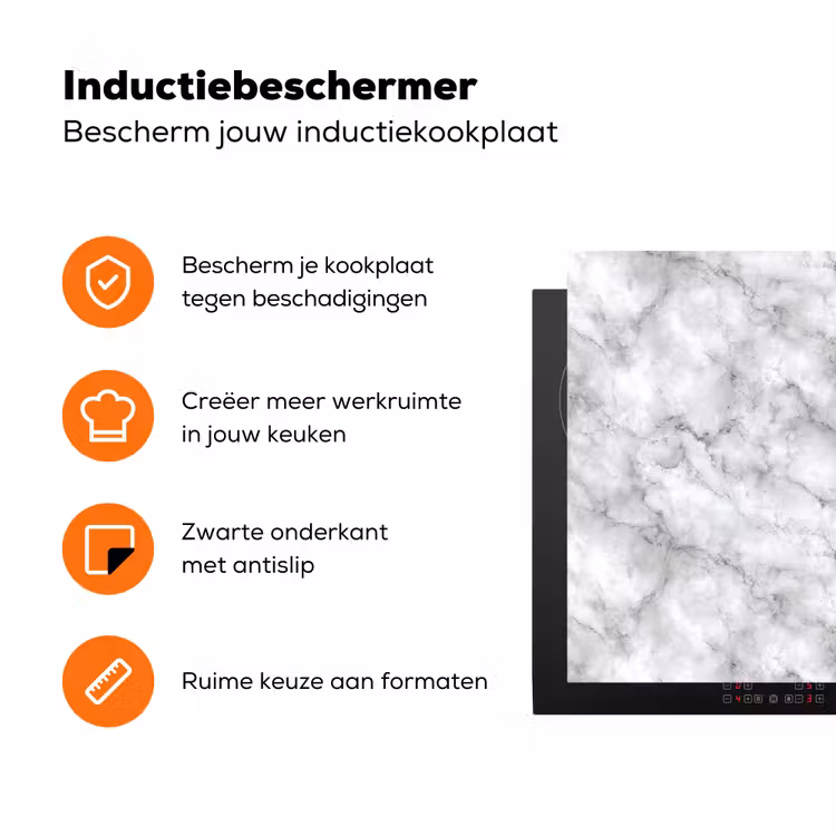 Grijs - Marmer - Klassiek - Aders Inductie beschermer vinyl 3mm klein 276 -zzzzzzz-td-ups