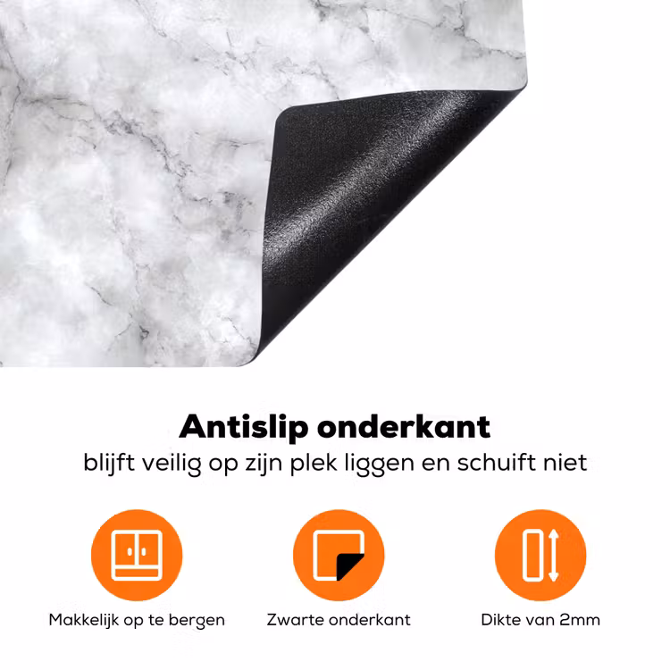 Grijs - Marmer - Klassiek - Aders Inductie beschermer vinyl 3mm klein 276 -zzzzzzz-td-onderkant