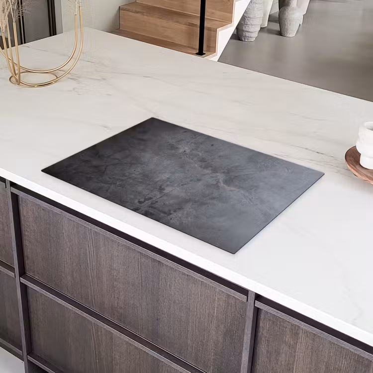 Grijze Betonscherven Inductie beschermer vinyl 3mm klein -sfeer8