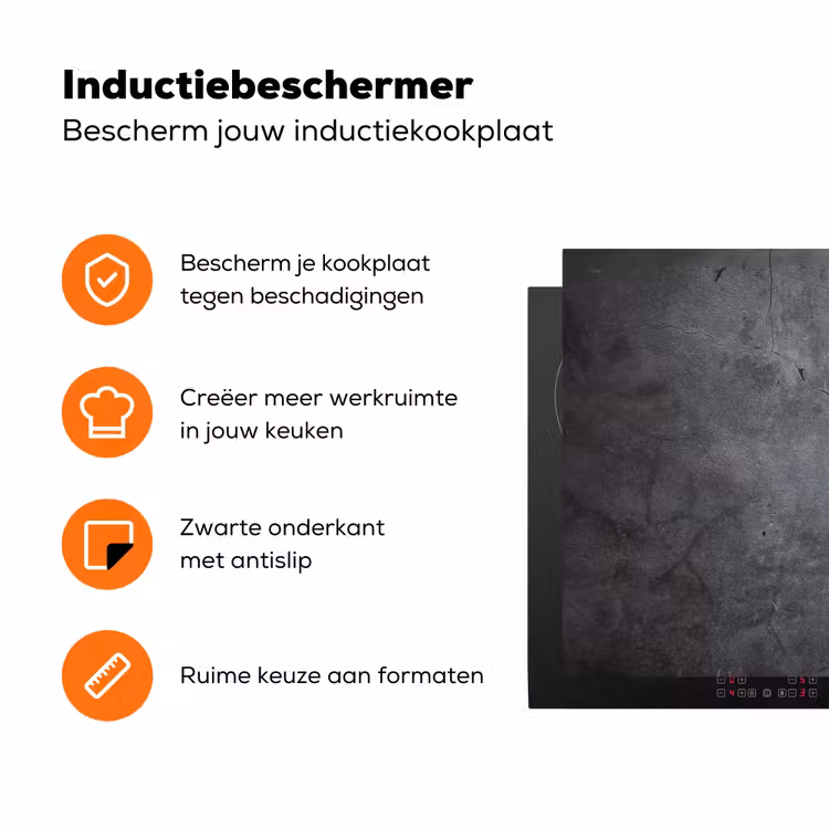 Grijze Betonscherven Inductie beschermer vinyl 3mm klein -zzzzzzz-td-ups