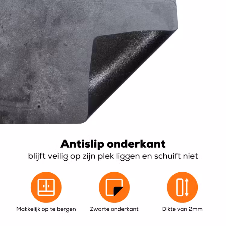 Grijze Betonscherven Inductie beschermer vinyl 3mm klein -zzzzzzz-td-onderkant