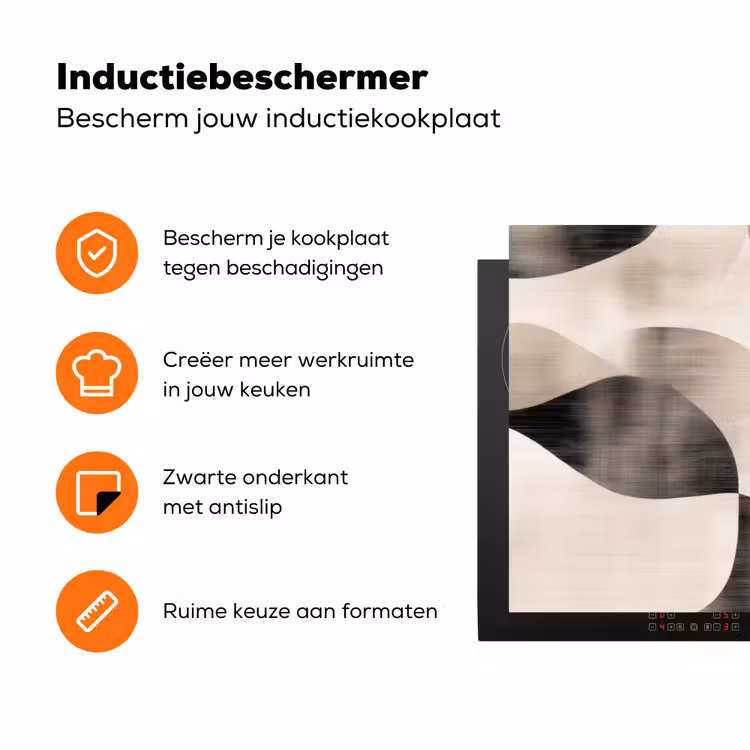Grillige vormen - Subtiele overgangen - Dynamisch Inductie beschermer vinyl 3mm klein -zzzzzzz-td-ups