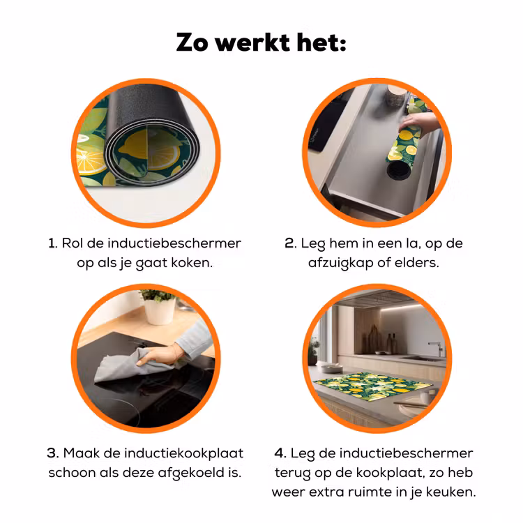 Groen - Bloemen - Citroenpartjes Inductie beschermer vinyl 3mm klein 276 -zzzzzzz-td-werking