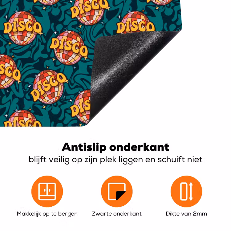 Retro - Disco - Swingend - Groen - Multi Inductie beschermer vinyl 3mm klein 276 -zzzzzzz-td-onderkant