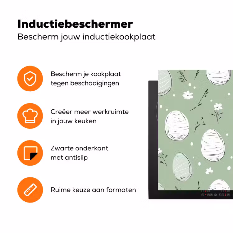 Groen - Eieren - Patroon Inductie beschermer vinyl 3mm klein -zzzzzzz-td-ups
